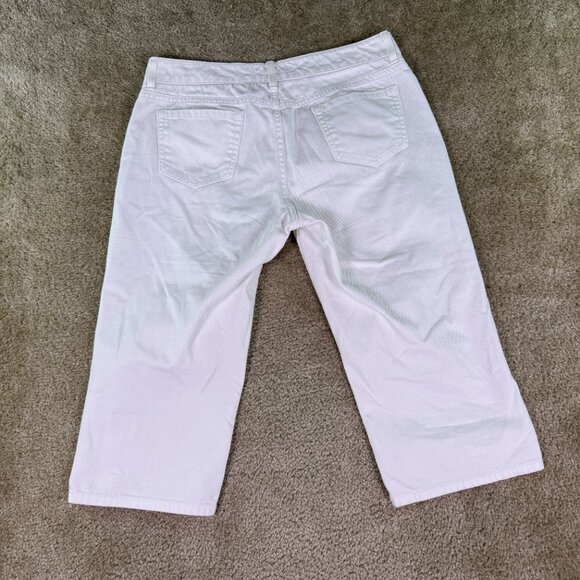 LL Bean Favorite Fit Cropped Capri Pants Womens Size 14 Petite White 35x19 E729 - Picture 7 of 13